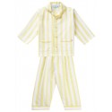 Pyjama 2-3 ans en coton bio tissé Piccalilly rayures jaunes