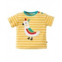 FRUGI T-shirt manches courtes appliqué oiseau jaune