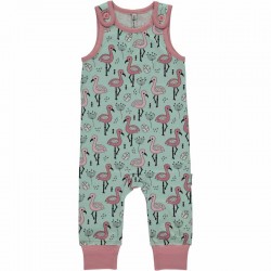 Salopette en coton bio GOTS Maxomorra - motif flamant rose