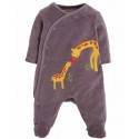 Pyjama bébé taille Naissance en velours bio Frugi, motif Girafe