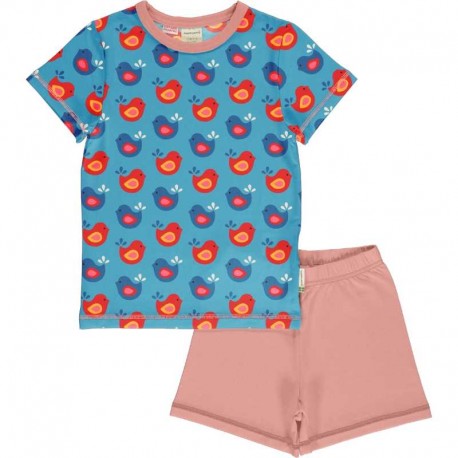 Pyjama d'été en coton bio Maxomorra, motif Oiseaux