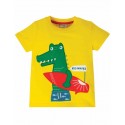 T-shirt manches courtes en coton biologique FRUGI - motif crocodile / surf