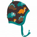 Bonnet en coton biologique avec doublure velours Maxomorra, motif Dinosaure
