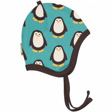 Bonnet velours 9-24 mois en coton biologique Maxomorra, motif Pingouin