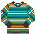 T-shirt manches longues en coton biologique Maxomorra, rayé orange-vert-turquoise