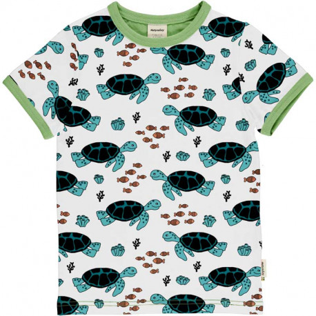 T-shirt manches courtes en coton bio Meyadey, motif tortues
