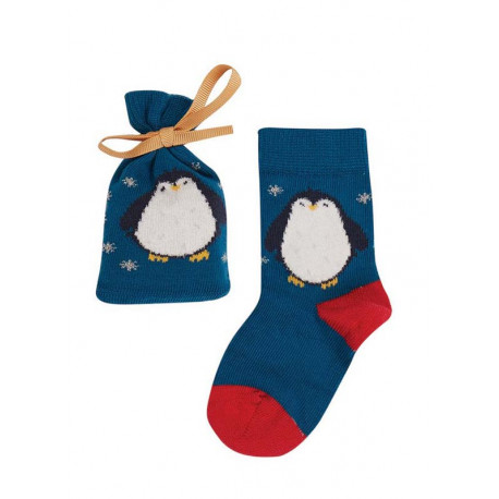 Chaussettes Frugi motif pingouin, en petite poche associée