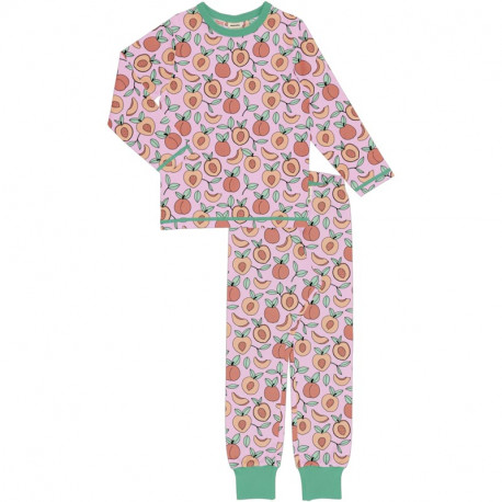 Pyjama d'hiver en coton biologique Meyadey, motif jardin des pêches