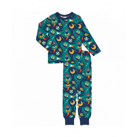 Pyjama d'hiver en coton biologique Maxomorra, motif Espace