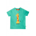 T-shirt manches courtes en coton biologique Frugi, motif "j'ai 1 an", girafe