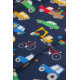 Pyjama avec pieds en coton biologique FRUGI, motif véhicules colorés