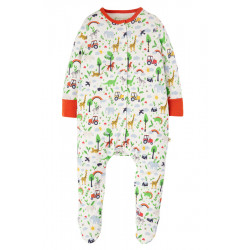 Pyjama avec pieds en coton biologique FRUGI, motif ferme / safari