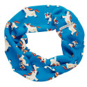 Snood en coton biologique Maxomorra, motif licorne bleu