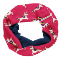 Snood en coton biologique Maxomorra, motif licorne rose fuschia