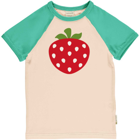 T-shirt manches courtes en coton biologique Maxomorra, motif fraise