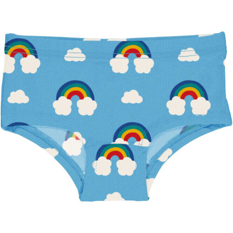 Culotte en coton biologique Maxomorra, motif arc-en-ciel bleu ciel