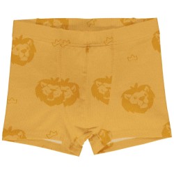 Boxer en coton biologique Maxomorra, motif lion jaune
